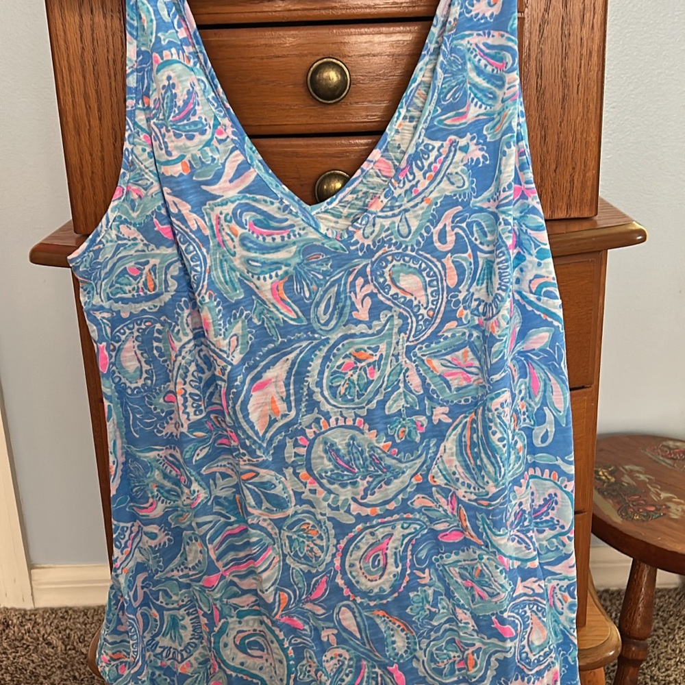 Lilly Pulitzer Blue and Pink Paisley Tank